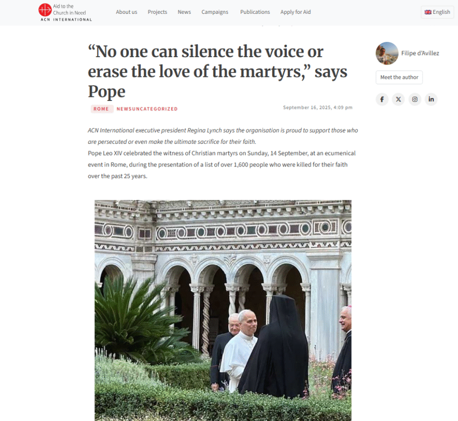 “No one can silence the voice or erase the love of the martyrs,” says Pope