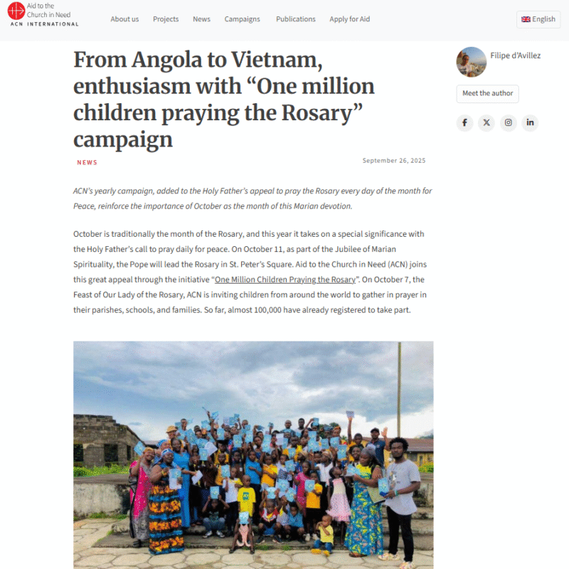 From Angola to Vietnam, enthusiasm with “One million children praying the Rosary” campaign