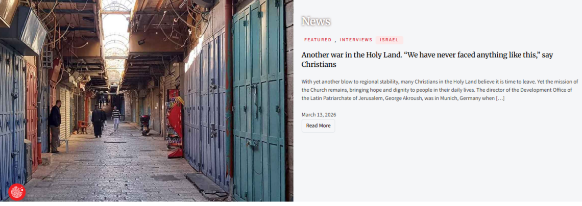Another war in the Holy Land. “We have never faced anything like this,” say Christians