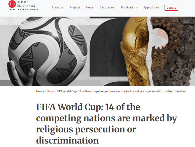 FIFA World Cup: 14 of the competing nations are marked by religious persecution or discrimination