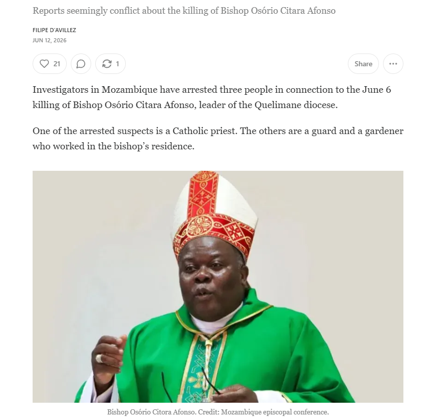 Priest arrested in Mozambique bishop killing; Catholics skeptical – The Pillar