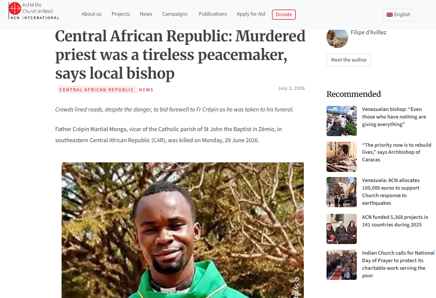 Central African Republic: Murdered priest was a tireless peacemaker, says local bishop – ACN International