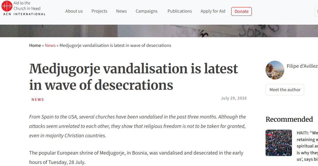 Medjugorje vandalisation is latest in wave of desecrations – ACN International