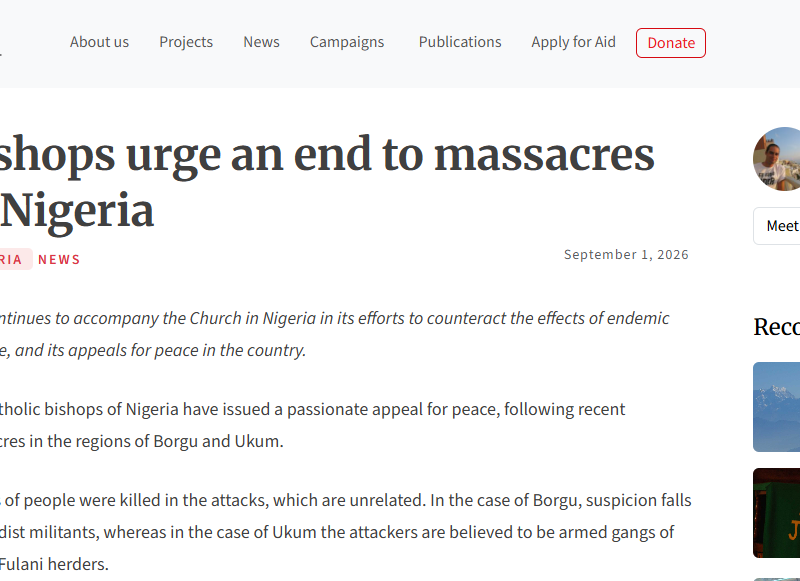 Bishops urge an end to massacres in Nigeria – ACN International