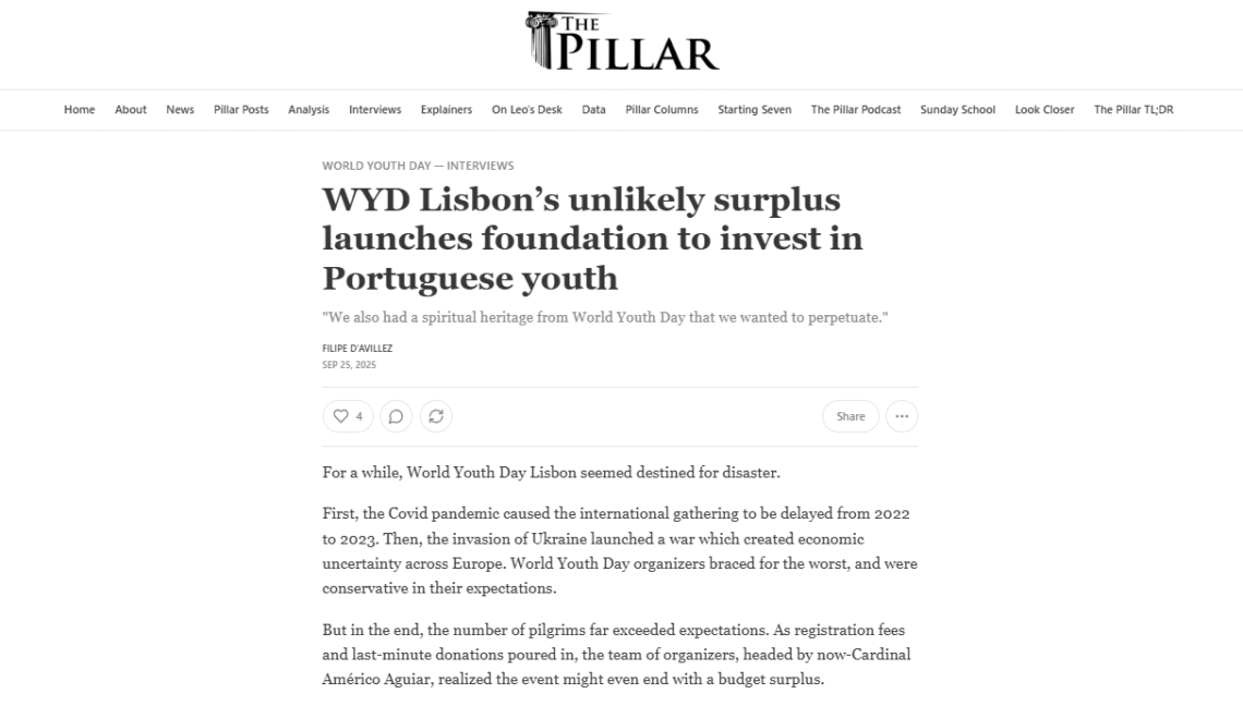 WYD Lisbon’s unlikely surplus launches foundation to invest in Portuguese youth