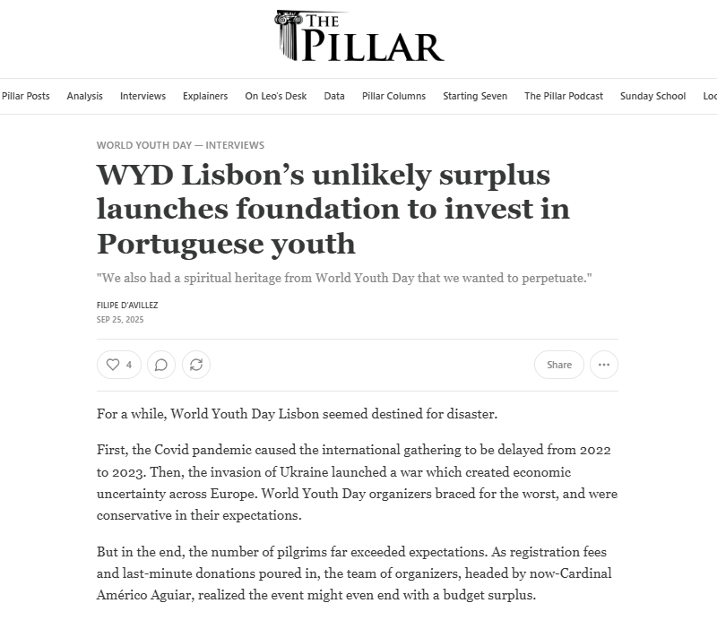WYD Lisbon’s unlikely surplus launches foundation to invest in Portuguese youth