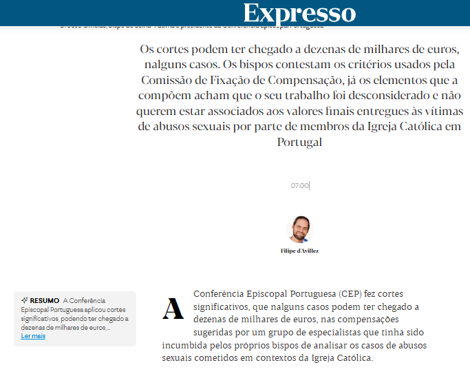 Abusos sexuais: Igreja Católica cortou nas indemnizações sugeridas por especialistas – Expresso
