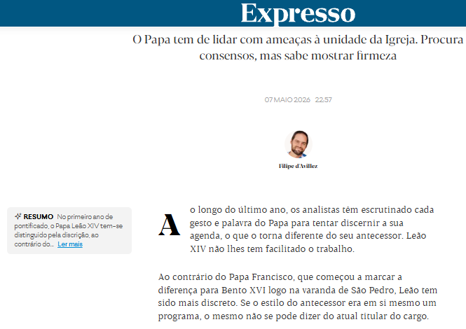 Um ano de Leão XIV: unidade e humanidade – Expresso