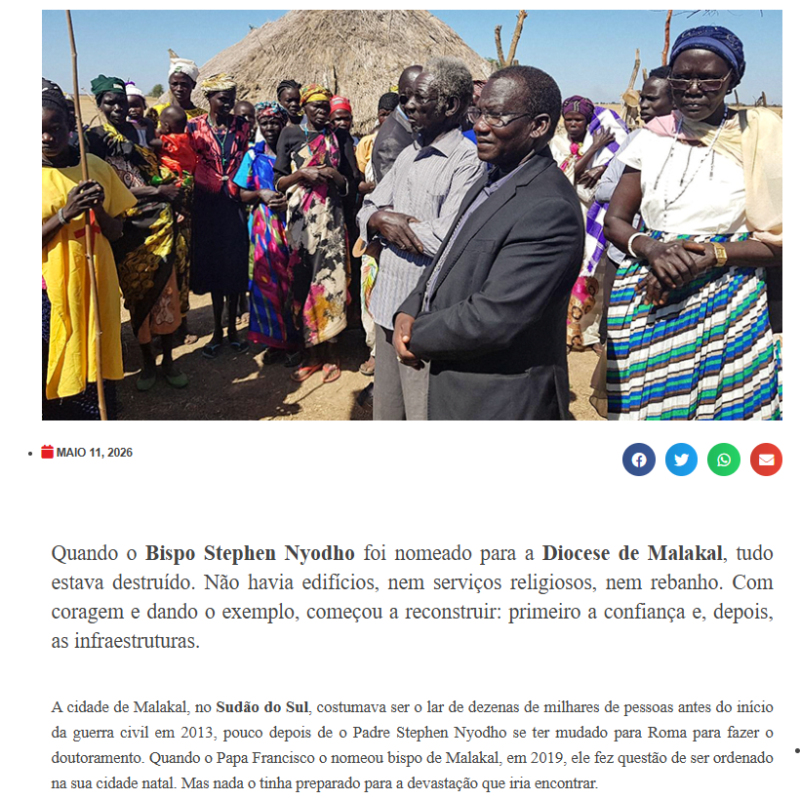 SUDÃO DO SUL: “Não havia nada, nem sequer uma cadeira. Tive de começar do zero”, recorda bispo de Malakal