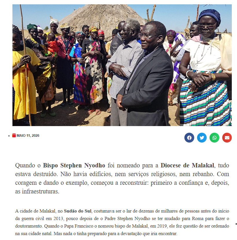 SUDÃO DO SUL: “Não havia nada, nem sequer uma cadeira. Tive de começar do zero”, recorda bispo de Malakal
