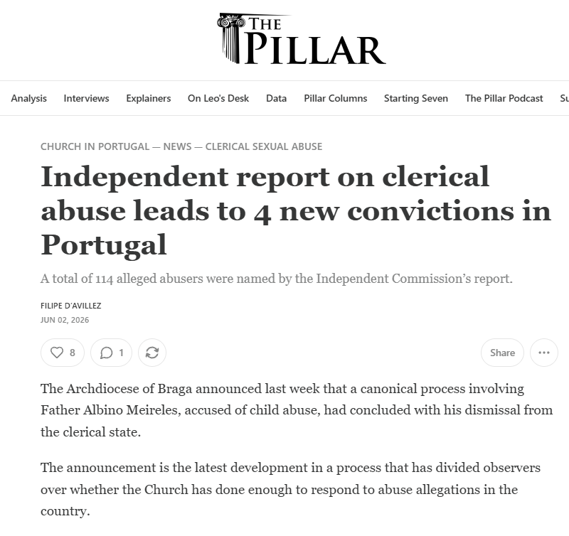 Independent report on clerical abuse leads to 4 new convictions in Portugal