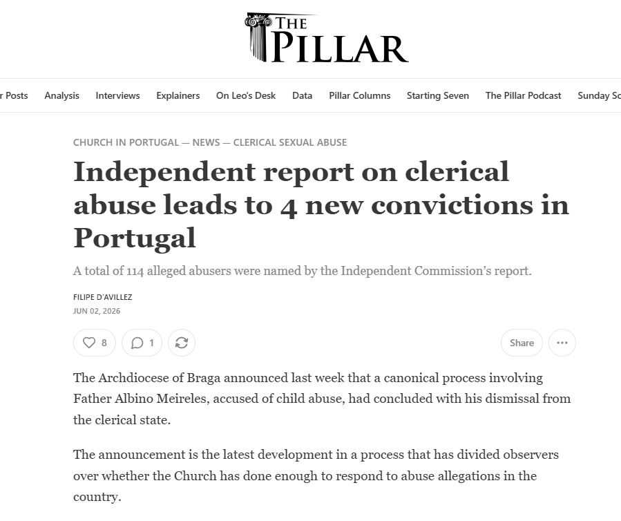 Independent report on clerical abuse leads to 4 new convictions in Portugal