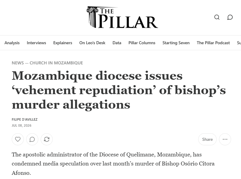 Mozambique diocese issues ‘vehement repudiation’ of bishop’s murder allegations – The Pillar