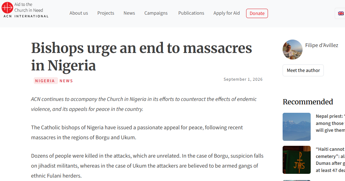 Bishops urge an end to massacres in Nigeria – ACN International