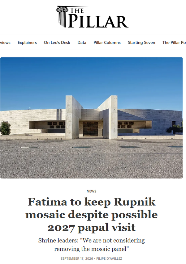 Fatima to keep Rupnik mosaic despite possible 2027 papal visit – The Pillar