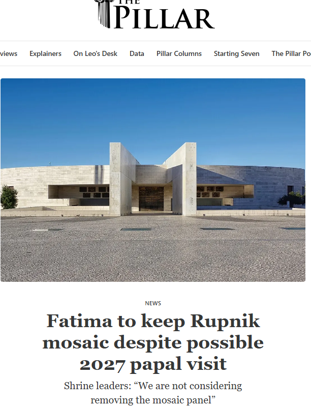 Fatima to keep Rupnik mosaic despite possible 2027 papal visit – The Pillar
