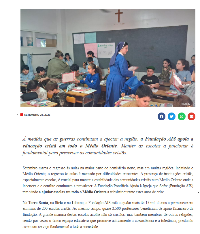 LÍBANO: “Não se vai gastar dinheiro em propinas quem não tiver a certeza de que consegue alimentar a sua família” – AIS Portugal