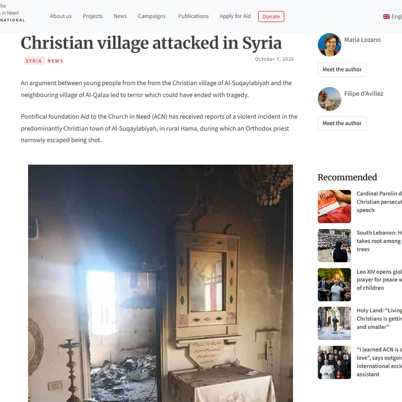 Christian village attacked in Syria – ACN International