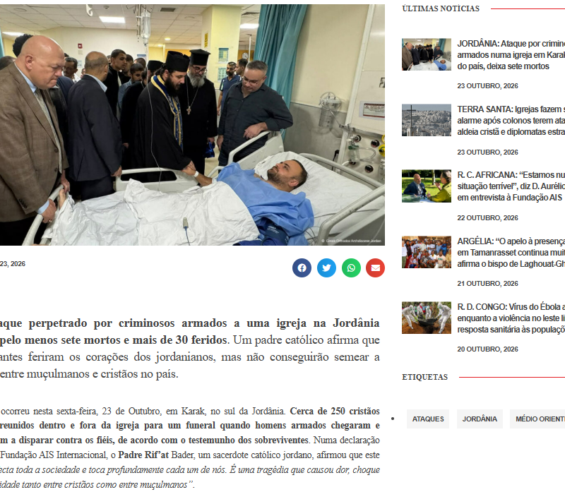 JORDÂNIA: Ataque por criminosos armados numa igreja em Karak, no sul do país, deixa sete mortos – AIS